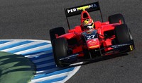 Rio menjajal sirkuit itu mulai Selasa (28/2) hingga Rabu (1/3) sebelum tampil pada lomba balap formula GP2 di Sirkuit Sepang, Malaysia, 23-26 Maret 2012 mendatang. (Endah Dwi Ekowati).