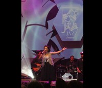 Berkali manggung di Java Jazz, Andien mengaku ini kali pertama ia manggung mengenakan rok panjang.