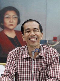 Joko Widodo (Jokowi) tampak sumringah saat mengikuti uji kepatutan dan kelayakan di kantor DPP PDIP, Jakarta Selatan.