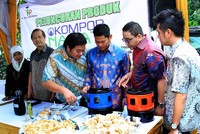 Peluncuran kompor nabati Jelantah di Pasar PSPT Tebet, Jakarta Selatan, Kamis (8/3).  Foto Dok Hipmi