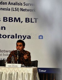 Pernyataan tersebut disampaikan Adjie dalam jumpa pers mengenai hasil survei LSI BBM, BLT, dan Efek Elektoral