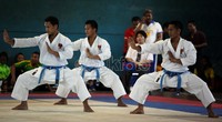Para atlet mengikuti pelatnas Sea Games 2013, berlatih dan bertanding dengan semangat tinggi untuk menjadi juara sejati, di Hall C Senayan, Jakarta.
