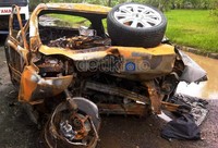 Mobil milik almarhumah Olivia ini diletakkan di halaman belakang tempat penyimpanan barang bukti, Selasa (13/3). Dhurandhara/detikcom.