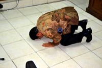 Untung Wiyono bersujud sebagai wujud syukur atas vonis bebas yang diberikan majelis hakim. Angling Adhitya Purbaya/detikcom.