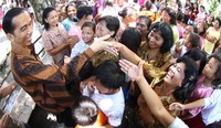 Jokowi berpamitan kepada warga Solo. ANTARA/Akbar Nugroho Gumay.