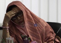 Nunun saat mendengarkan keterangan Budi Santoso. Ramses/detikcom.