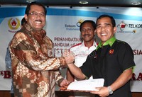 KONI dan Telkomsel menandatangani MoU kerjasama di Jakarta, Kamis (5/4).