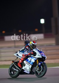Aksi Jorge Lorenzo di atas lintasan. (Jalu Pamuncar)