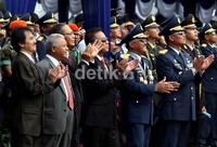Upacara peringatan HUT ke-66 TNI AU juga dihadiri Menko Polhukam Djoko Suyanto, Menhan Purnomo Yusgiantoro, Kapolri Jenderal Timur Pradopo, KSAD Jenderal Pramono Edhi Wibowo dan KSAL Laksamana TNI Soeparno.