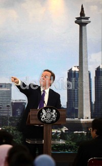 PM Inggris, David Cameron menyampaikan kuliah umum tentang kerukunan agama dan peranan Indonesia di kancah Internasional.