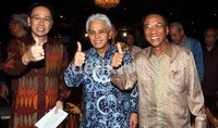 Menteri ESDM Jero Wacik, Menko Perekonomian Hatta Rajasa, Menteri Perindustrian MS Hidayat menghadiri acara ini. (Septiawan)