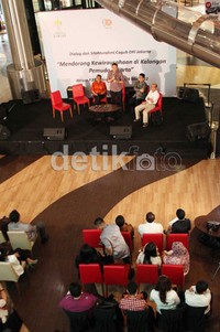 Diskusi ini menghadirkan para cagub/cawagub minus Fauzi Bowo-Nachrowi Ramli.