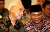 Ketua Dewan Pers Bagir Manan juga hadir dalam tasyakuran tersebut.
