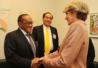 Ical juga melakukan pertemuan dengan  Menteri Bayangan Luar Negri dan Perdagangan Australia, Julia Bishop. Chazizah/detikcom.