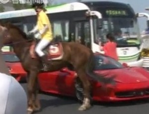 Kuda Ini Emosi dan Tendang Ferrari