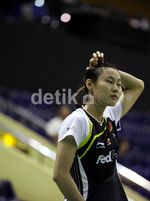 Atlet Indonesia Open Pemanasan di Istora