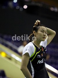 Pemain unggulan dari China Wang YH melakukan sesi latihan untuk persiapan kejuaraan bulutangkis Djarum Indonesia Open 2012.