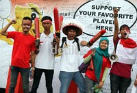 Untuk melukis wajah ini, mereka mendapatkannya secara gratis yang disediakan salahsatu stand Face Painting.