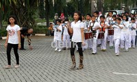 Marching band anak-anak pun akan ikut meramaikan pernikahan Nassar dan Muzdhalifah. Herianto Batubara/detikHOT.