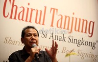 Chairul Tandjung menghadiri peluncuran bukunya Chairul Tandjung Si Anak Singkong di Gramedia Pondok Indah Mall, Jakarta.