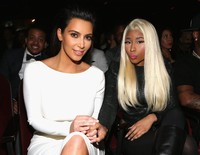 Tidak hanya terlihat akrab dengan Beyonce dan Jay-Z, Kim juga cs-an dengan Nicki Minaj. Christopher Polk/Getty Images.