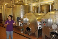 Nicky menjelaskan proses pembuatan wine.