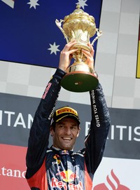 Webber pun meraih kemenangannya yang kedua di musim ini, setelah yang pertama ia rengkuh di Monako. Reuters/Nigel Roddis.