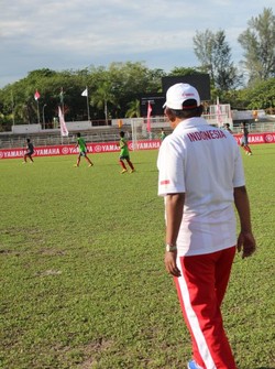 Sesi latihan ini digelar pada Jumat (13/7) pagi. Malamnya anak-anak Garuda ini akan bertanding.