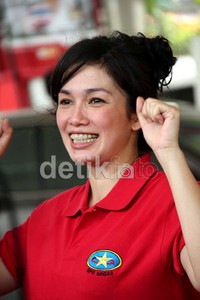 Meski sedang hamil lima bulan, Ussy mengaku tetap antusias mengikuti acara tersebut. (Komario Bahar/detikHot).