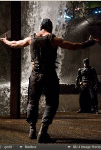 Bane vs Batman. (Warner Bros Pictures)