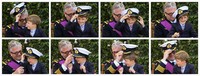 Kombinasi foto menunjukan bagaimana Pangeran Nicolas bermain dengan topi ayahnya. Sejarah Belgia modern berawal dari Revolusi Belgia pada tahun 1830 yang membuat pendirian Belgia merdeka. Reuters/Yves Herman.