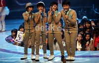Coboy Junior merayakan ultah pertamanya dengan menggelar konser di Studio 8 RCTI, Kebon Jeruk, Jakarta Barat, Senin (23/7/2012).