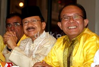 Foke terlihat sumringah setelah mendapat dukungan dari DPD Partai Golkar. (Ramses/detikcom).