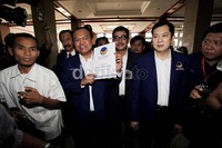 Hari ini kita daftarkan Partai NasDem ke KPU, hari ini sudah siap 100 persen untuk terjadinya perubahan. Hari ini juga akan dilakukan serentak di seluruh Indonesia, kata Ketua Umum  Partai NasDem, Patrice Rio Capella.