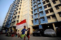 Anak-anak ini mengikuti lomba 17an di penampungan yang tidak jauh dari rusun Karet. Anak-anak terlihat ceria meski rumahnya hangus dilalap api beberapa hari lalu.