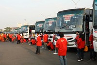Para pemudik diberangkatkan menggunakan 197 bus. (dok Indofood).