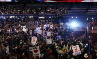 Suasana kemenangan Romney dilakukan di teluk Tampa, Florida. Romney menang dominan dalam konvensi tersebut.