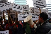 Seorang demonstran berorasi. Ramses/detikcom.