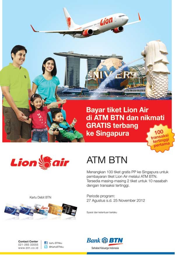 Gratis dari Bank BTN, 100 Tiket ke Singapura PP 