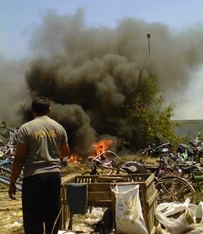 Barang Bukti Kecelakaan di Polres Mojokerto Terbakar