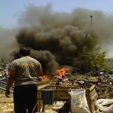 Barang Bukti Kecelakaan di Polres Mojokerto Terbakar
