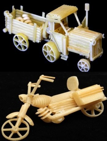 Wouw! Ada Truk, Motor dan Pesawat Mungil dari Pasta!