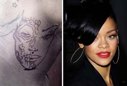  Tato di Leher  Chris Brown Gambar Wajah Rihanna 