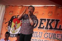 Dalam sambutannya, Basuki Tjahaja Purnama (Ahok) mengatakan jika Jokowi tidak bisa hadir karena belum waktunya cuti.