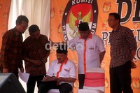 Basuki Tjahaja Purnama (Ahok) hadir tanpa didampingi Jokowi.