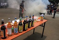 Produk yang dimusnahkan terdiri produk pangan ilegal sebanyak 400 item dalam 600 pieces, kosmetik ilegal sebanyak 429 item dalam 400.000 pieces, obat ilegal 100 item dalam 160 pieces, dan obat tradisional mengandung bahan kimia sebanyak 525 item dalam 5.200 pieces.