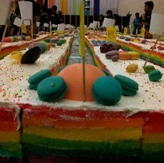 Ny Liem Raih Penghargaan Rekor MURI Rainbow Cake 500 meter