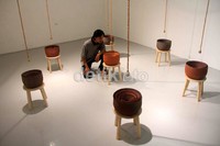 Pengunjung memperhatikan seni instalasi bertema Mandala Study#1:Bowls and Bells.