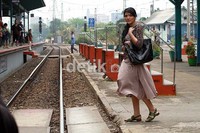 Ashanty saat syuting video klip Kesakitanku di Stasiun Manggarai, Jakarta Selatan, Selasa (25/9/2012).