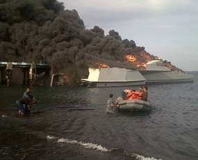 Panglima TNI Tepis Kapal Siluman Klewang Terbakar Akibat Sabotase 